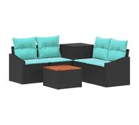 vidaXL Ensemble de Canapés 6 pc Noir et Bleu