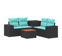 vidaXL Ensemble de Canapés 6 pc Noir et Bleu