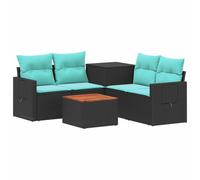 vidaXL Ensemble de Canapés 6 pc Noir et Bleu