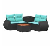 vidaXL Ensemble de Canapés 6 pc Noir et Bleu