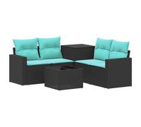 vidaXL Ensemble de Canapés 6 pc Noir et Bleu
