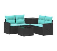 vidaXL Ensemble de Canapés 6 pc Noir et Bleu