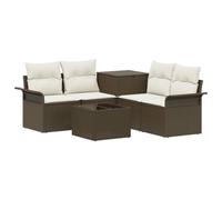 vidaXL Ensemble de Canapés 6 pcs 4-Nombre de Places, Canapé de Jardin, Moderne, résistant aux intempéries, Design en rotin, avec Rangement intégré et Coin Salon