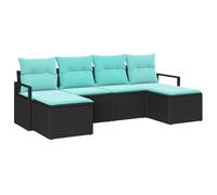 vidaXL Ensemble de Canapés 6 pcs Noir polyrotin, Canapé modulable Moderne pour Jardin et terrasse, Meubles d'extérieur légers et résistants aux UV, Fauteuil en rotin