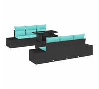 vidaXL Ensemble de Canapés 7 pc 6-Nombre de Places Noir et Bleu | Réarrange-le facilement pour plus de flexibilité, Matériaux solides pensés pour l'extérieur, Les coussins ont des housses