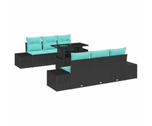 vidaXL Ensemble de Canapés 7 pc 6-Nombre de Places Noir et Bleu | Réarrange-le facilement pour plus de flexibilité, Matériaux solides pensés pour l'extérieur, Les coussins ont des housses