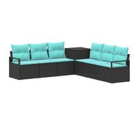 vidaXL Ensemble de Canapés 7 pc Noir et Bleu