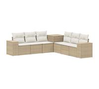 vidaXL Ensemble de Canapés 7 pcs Beige et Blanc crème, Ensemble de Salons de Jardin Moderne, canapés d'extérieur résistants, Options modulaires et Arrangements Flexibles