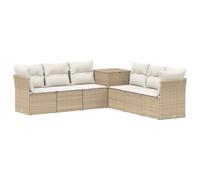 vidaXL Ensemble de Canapés 7 pcs Beige et Blanc crème, Mobilier de Jardin Moderne, canapé modulable résistant aux intempéries, Coin détente Flexible pour Patio et Jardin