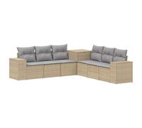 vidaXL Ensemble de Canapés 7 pcs Beige et Gris Clair, Ensemble de Salons de Jardin Moderne, canapés d'extérieur résistants, Options modulaires et Arrangements Flexibles