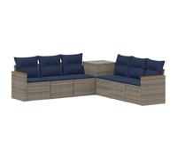 vidaXL Ensemble de Canapés 7 pcs Gris et Bleu Marine, Ensemble de canapés de Jardin Moderne, résistant aux intempéries, Design modulable pour la terrasse ou Le Jardin