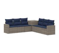 vidaXL Ensemble de Canapés 7 pcs Gris et Bleu Marine, Ensemble de Jardin Moderne, canapé d'extérieur, mobilier en rotin résistant, Design modulable pour se détendre, Coins de Patio