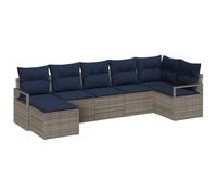 vidaXL Ensemble de Canapés 7 pcs Gris polyrotin, Jardin et terrasse, Ensemble Moderne et léger, résistant aux UV, idéal pour l'extérieur