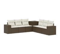 vidaXL Ensemble de Canapés 7 pcs Marron et crème Blanche, Ensemble de Salons de Jardin Moderne, canapés d'extérieur résistants, Options modulaires et Arrangements Flexibles