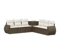 vidaXL Ensemble de Canapés 7 pcs Marron et crème Blanche, Salon de Jardin, Ensemble extérieur Moderne, résistant aux intempéries, Design modulable pour se détendre