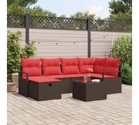 vidaXL Ensemble de Canapés 7 pcs Marron et rouge polyrotin