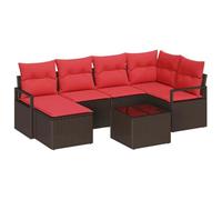 vidaXL Ensemble de Canapés 7 pcs Marron polyrotin, Canapé d'extérieure modulable, léger et résistant aux UV, avec Design tissé, pour terrasse et Jardin