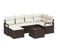 Vidaxl Ensemble De Canapés De Jardin De 6 Pièces Avec Coussins En Poly Rattan Gris, Vidaxl Canapé De Jardin De 2 Places Avec Coussins En Poly Rattan Marron