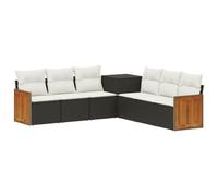 vidaXL Ensemble de Canapés 7 pcs Noir et Blanc crème, Canapé de Jardin, Moderne, résistant aux intempéries, Design modulable, sièges pour Un Lounge Chic en extérieur