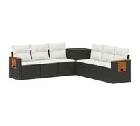 vidaXL Ensemble de Canapés 7 pcs Noir et Blanc crème, Canapé de Jardin Moderne, Salon Confortable, mobilier de Patio Durable, Design modulable et résistant aux intempéries