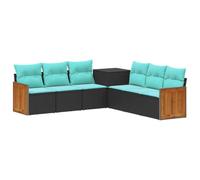 vidaXL Ensemble de Canapés 7 pcs Noir et Bleu, Canapé de Jardin, Moderne, résistant aux intempéries, Design modulable, sièges pour Un Lounge Chic en extérieur