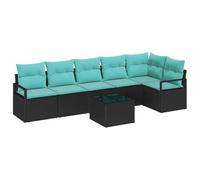 vidaXL Ensemble de Canapés 7 pcs Noir polyrotin, Canapé de Jardin et terrasse, modulable, mobilier extérieur résistant, léger pour Le Printemps