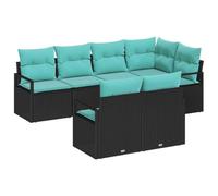 vidaXL Ensemble de Canapés 7 pcs Noir polyrotin, Sofa modulable de Jardin et terrasse, Ensemble léger, mobilier Moderne résistant aux UV, Parfait pour se Relaxer