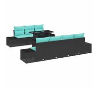 vidaXL Ensemble de Canapés 8 pc 7-Nombre de Places Noir et Bleu | Change les sections selon ton espace extérieur, Les pieds ajustables assurent une bonne stabilité même sur un sol pas trop