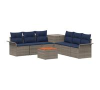 vidaXL Ensemble de Canapés 8 pc Gris et Bleu Marine