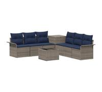 vidaXL Ensemble de Canapés 8 pc Gris et Bleu Marine