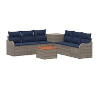 vidaXL Ensemble de Canapés 8 pc Gris et Bleu Marine