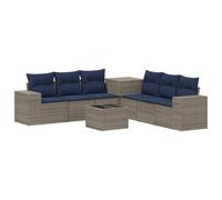 vidaXL Ensemble de Canapés 8 pc Gris et Bleu Marine