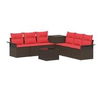 vidaXL Ensemble de Canapés 8 pc Marron et Rouge