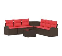 vidaXL Ensemble de Canapés 8 pc Marron et Rouge