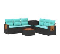 vidaXL Ensemble de Canapés 8 pc Noir et Bleu