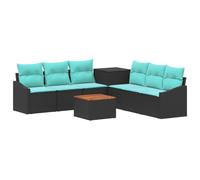 vidaXL Ensemble de Canapés 8 pc Noir et Bleu