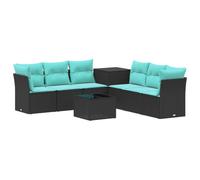 vidaXL Ensemble de Canapés 8 pc Noir et Bleu