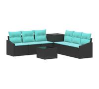 vidaXL Ensemble de Canapés 8 pc Noir et Bleu