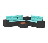 vidaXL Ensemble de Canapés 8 pc Noir et Bleu