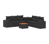 vidaXL Ensemble de Canapés 8 pc Noir Rattan synthétique et Acier
