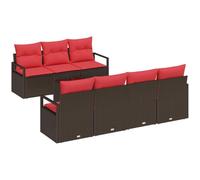 vidaXL Ensemble de Canapés 8 pcs Marron et Rouge polyrotin, Canapé modulable rectangulaire pour Jardin et terrasse, Ensemble Confortable, extérieur Solide et résistant aux intempéries