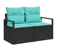 vidaXL Ensemble de Canapés 9 pcs Noir et turquoise polyrotin