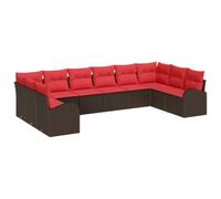 vidaXL Ensemble de Canapés avec Coussin 10 pcs Marron polyrotin, Canapé modulaire pour Jardin et terrasse, léger, résistant aux UV, Design Moderne pour Lounge