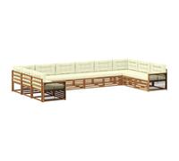 vidaXL Ensemble de canapés avec coussin, 10 pièces, bois d'acacia massif, canapé confortable pour extérieur, ensemble moderne pour patio, salon résistant, mobilier élégant pour terrasse