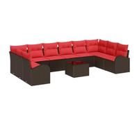 vidaXL Ensemble de Canapés avec Coussin 11 pcs Marron polyrotin, Canapé modulaire pour Jardin et terrasse, léger, résistant aux UV, Design Moderne pour Lounge