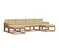 vidaXL Ensemble de Canapés avec Coussin 16 pcs Naturel et Beige, Salon de Jardin Moderne, canapé Durable, assises Chics pour Patio, Meubles en Acacia, détente en extérieur