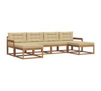 vidaXL Ensemble de Canapés avec Coussin 16 pcs Naturel et Beige, Salon de Jardin Moderne, canapé Durable, assises Chics pour Patio, Meubles en Acacia, détente en extérieur