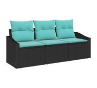 vidaXL Ensemble de Canapés avec Coussin 3 pcs Noir polyrotin, Canapé de Jardin et terrasse, Ensemble modulable, résistant aux intempéries, protégé UV pour Un Usage extérieur Pratique