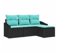 vidaXL Ensemble de Canapés avec Coussin 4 pcs Noir polyrotin, Canapé de Jardin Moderne, Coin détente extérieur, rectangulaire, modulable, résistant aux UV, mobilier de Patio, al Fresco