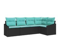 vidaXL Ensemble de Canapés avec Coussin 5 pcs Noir polyrotin, Canapé de Jardin Moderne, léger, Solide, résistant aux UV, mobilier modulaire pour Un Espace extérieur Relax